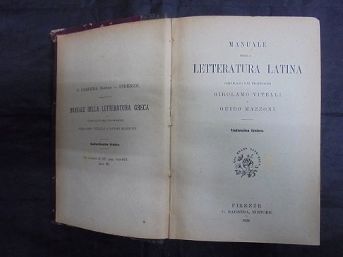 MANUALE DELLA LETTERATURA LATINA 4a Edizione.