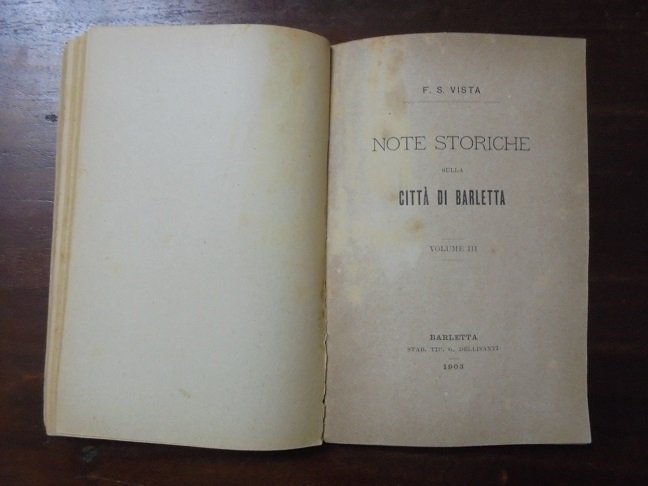 NOTE STORICHE SULLA CITT¿ DI BARLETTA 3 Volumi legati in …