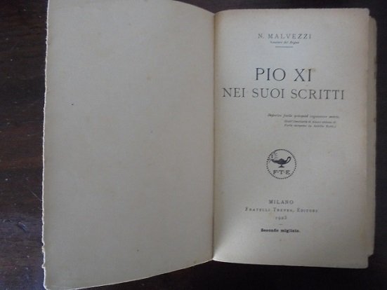 PIO XI NEI SUOI SCRITTI