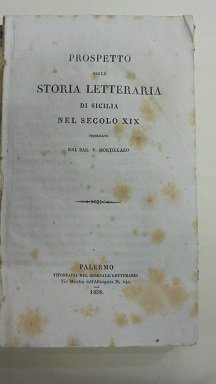 PROSPETTO DELLA STORIA LETTERARIA DI SICILIA NEL SECOLO XIX BARONE …