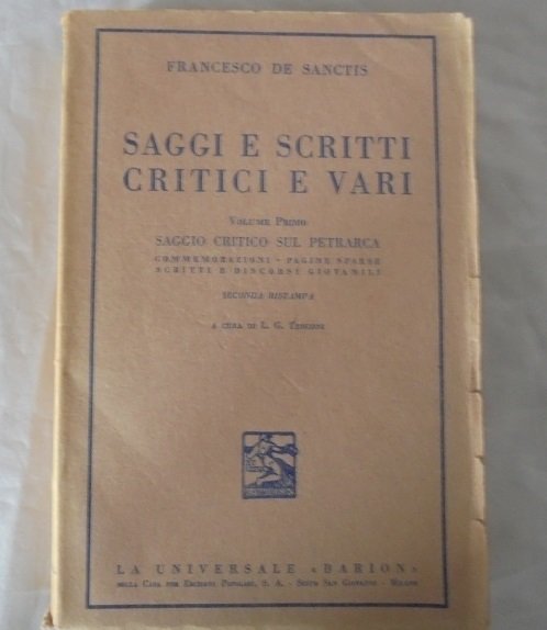 SAGGI E SCRITTI CRITICI E VARI. VOL. 1. SAGGIO CRITICO … | Immagine principale