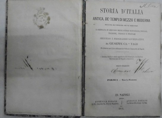 STORIA D`ITALIA ANTICA, DE TEMPI DI MEZZO E MODERNA