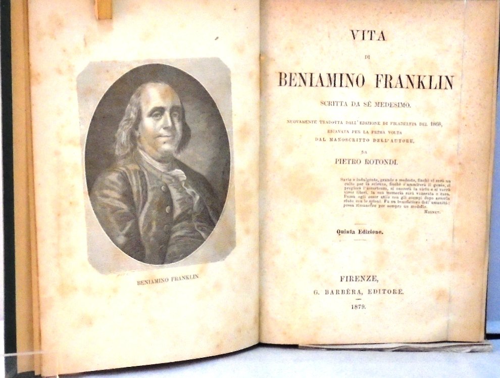 VITA DI BENIAMINO FRANKLIN. SCRITTA DA SE` MEDESIMO