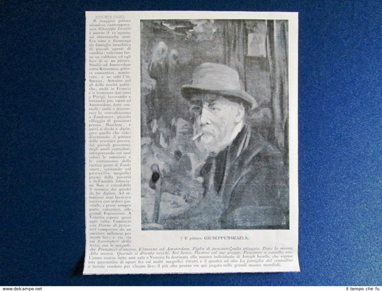 12 agosto 1911 - Necrologio del pittore Giuseppe Israels