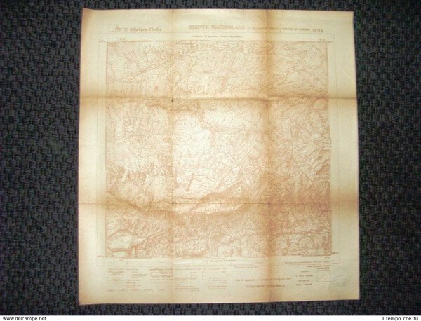 Grande carta topografica Monte Marmolada Uso di guerra Dettagliatissima I.G.M.