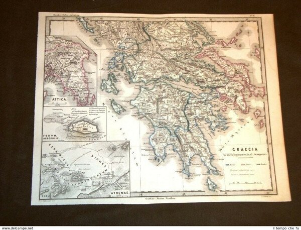 Carta geografica o mappa Menke 1865 Ancient map Grecia Peloponneso …