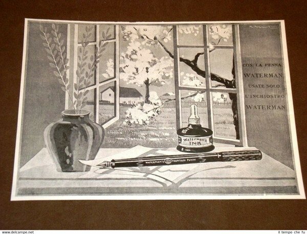 Pubblicità d'epoca per collezionisti Primi del 900 Penna stilografica Waterman's