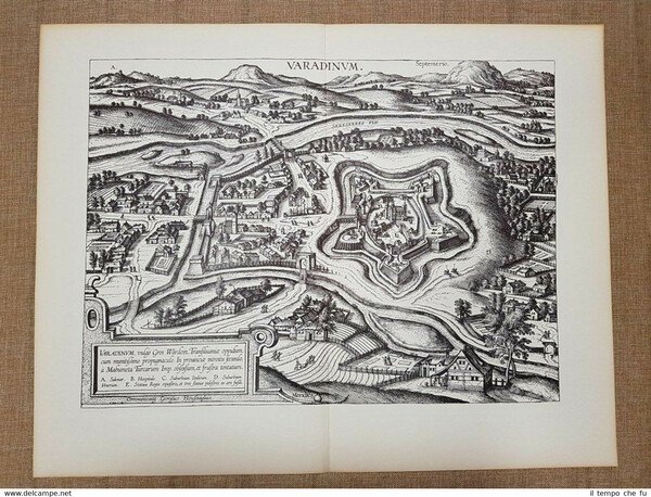 Veduta della città Oradea o Varadino Romania Anno 1618 Braun …