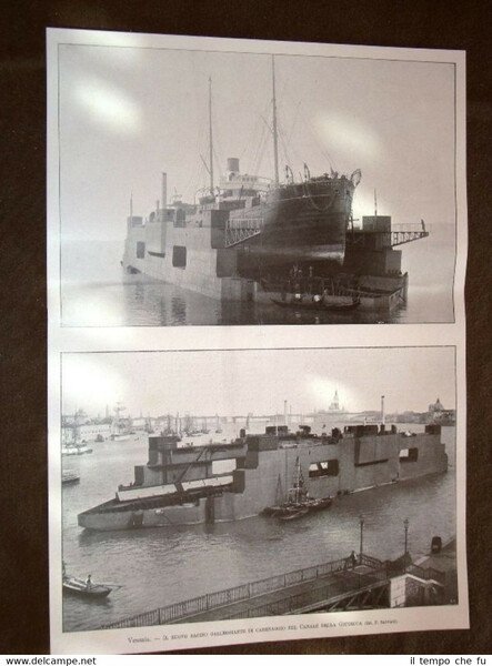 Venezia 1905 Nuovo Bacino galleggiante Canale della Giusecca + Tarabolusgharb