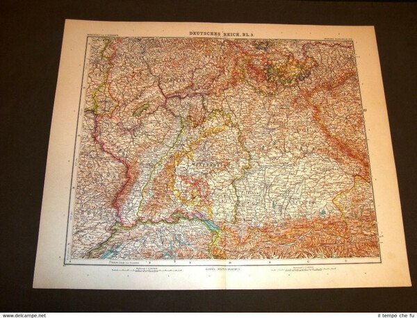 Carta Geografica O Mappa Stielers C.Vogel Del 1901 Germania Sud Ovest ...