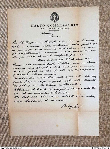 Guerra d'Etiopia nel 1936 Fac simile di Telegramma di Badoglio …