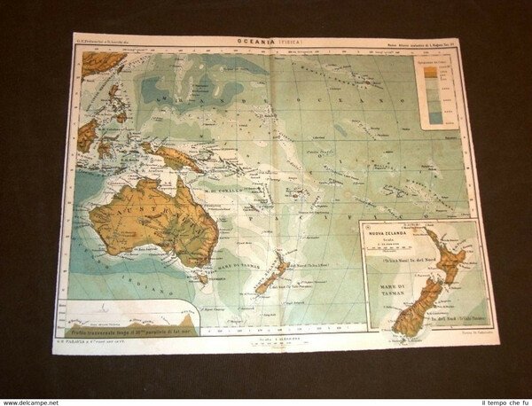 Antica carta geografica o mappa fine '800 Ancient map Oceania …