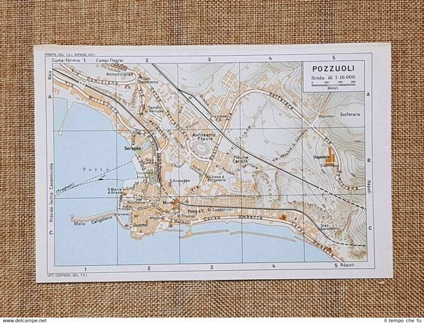 Carta geografica, pianta o piantina del 1976 Pozzuoli Napoli Campania …