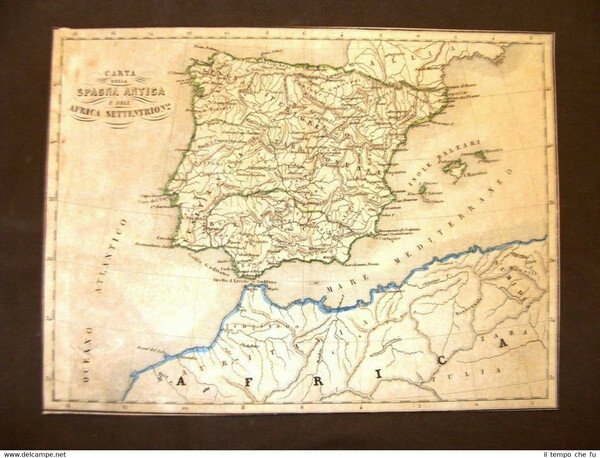 Carta geografica o mappa di fine '800 Spagna antica e …