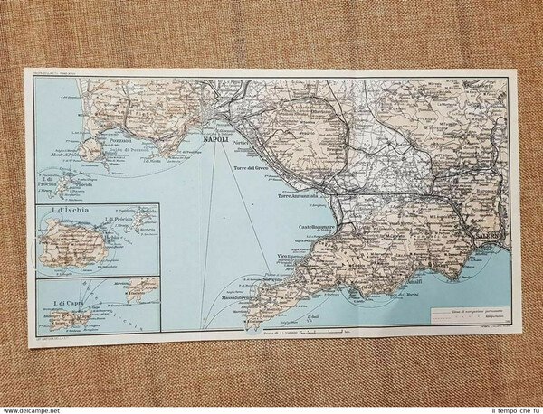 Carta geografica o cartina del 1940 Golfo di Napoli Ischia Capri ...
