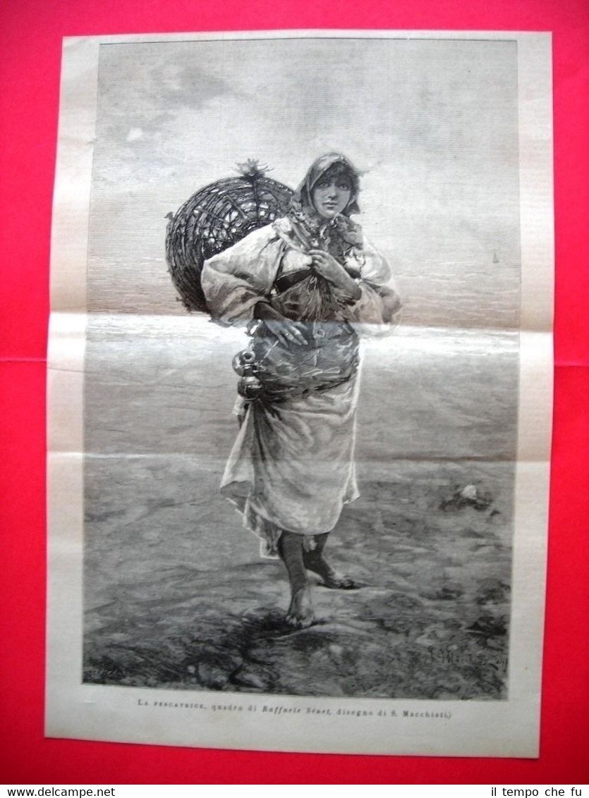 1885 - La Pescatrice, quadro di Raffaele Sènet (disegno di … | Immagine principale