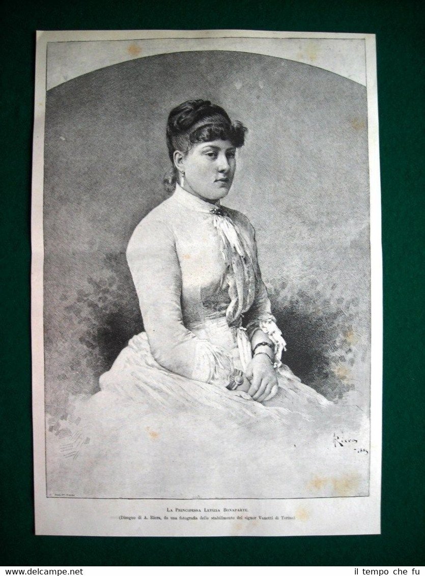 1885 - La Principessa Letizia Bonaparte, disegno di A. Riera | Immagine principale