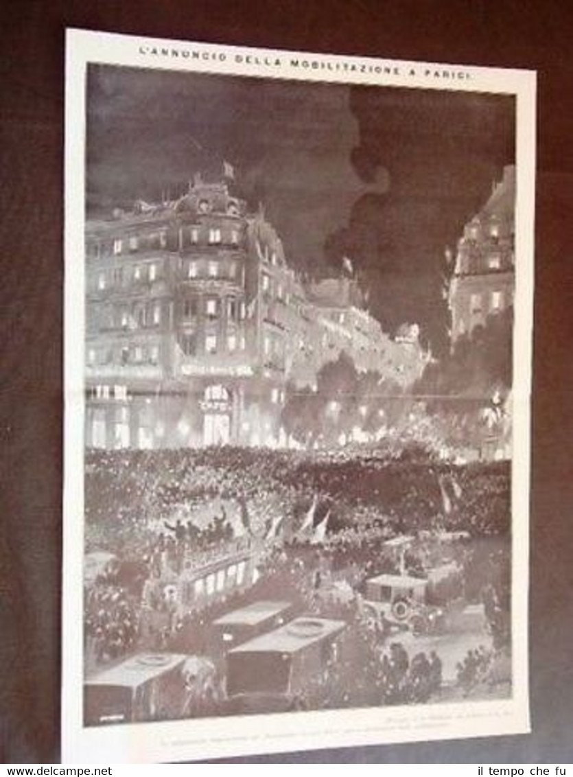 1914 Notizia inizio della guerra Parigi Vienna Berlino Stampa