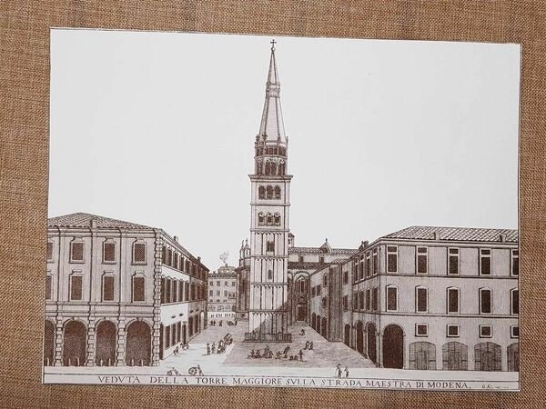 Modena nel 1790 La Torre Maggiore sulla Strada maestra Litografia …