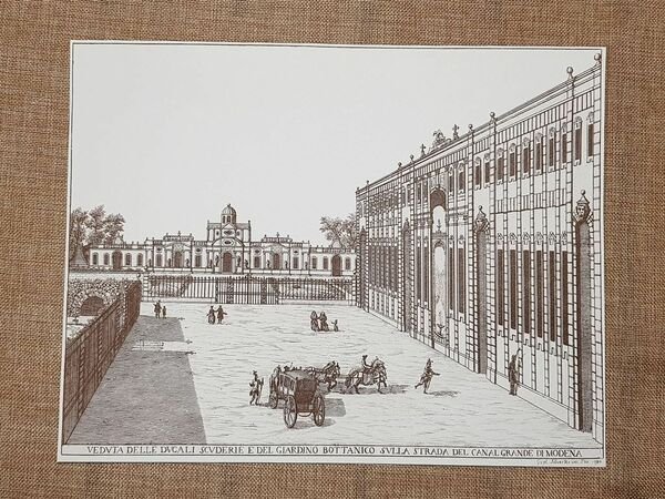 Modena 1790 Ducali Scuderie Giardino Botanico Canalgrande Litografia Ristampa