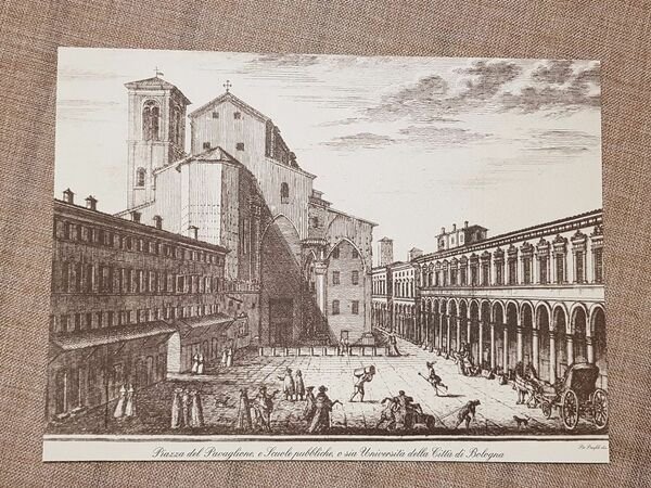 Bologna nell'800 Il Pavaglione Emilia Romagna Litografia Ristampa
