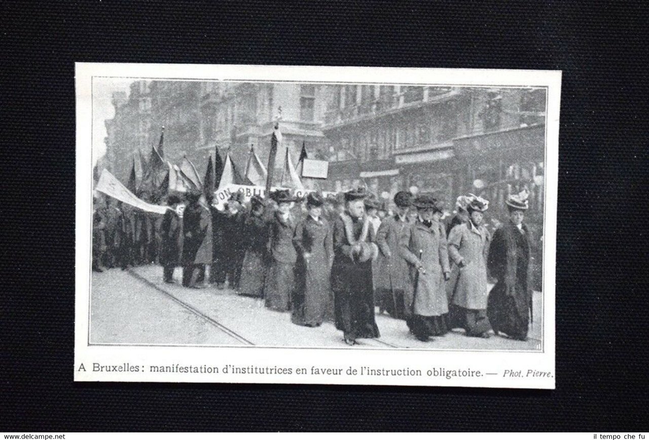 A Bruxelles: dimostrazione di insegnanti,istruzione obbligatoria Stampa del 1906
