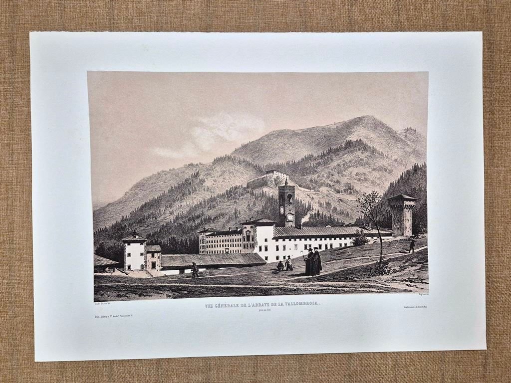 Abbazia di Vallombrosa veduta da sud Firenze Durand Ciceri XIX …