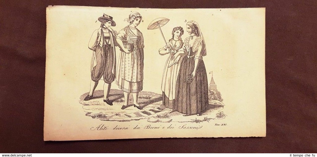 Abiti dei Boemi e Sassoni Acquaforte del 1830 Costume antico …