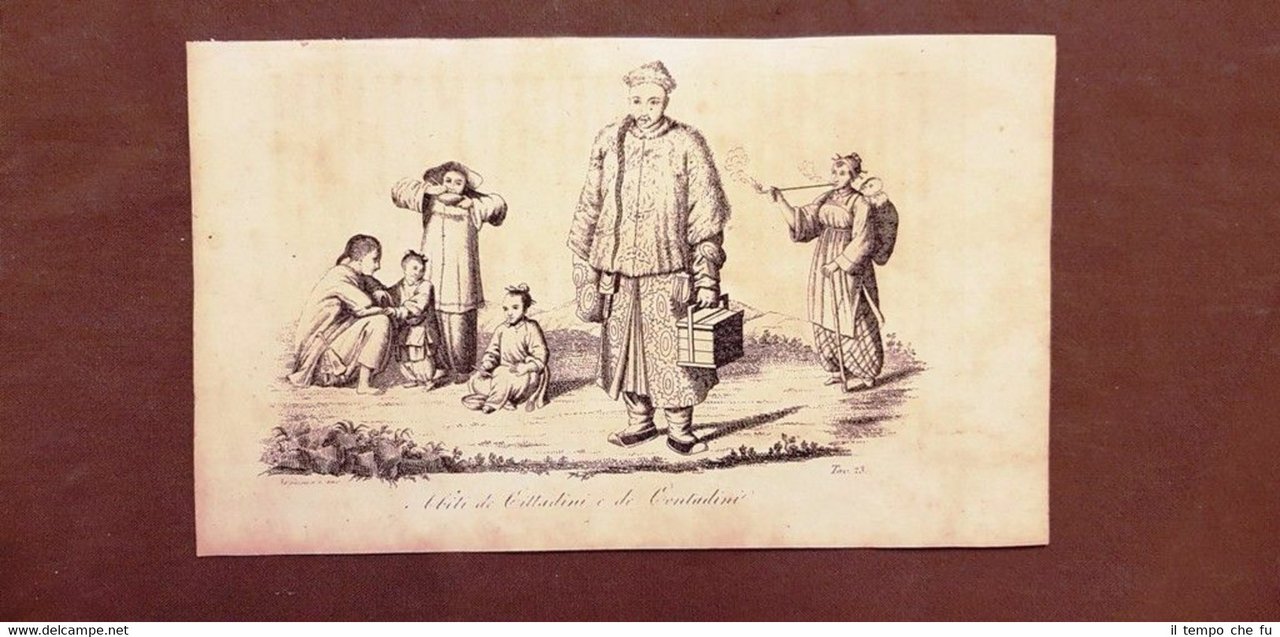 Abiti di cittadini e contadini Cina Acquaforte del 1830 Costume … | Immagine principale