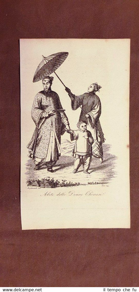 Abiti di donne cinesi Cina Acquaforte del 1830 Costume antico …