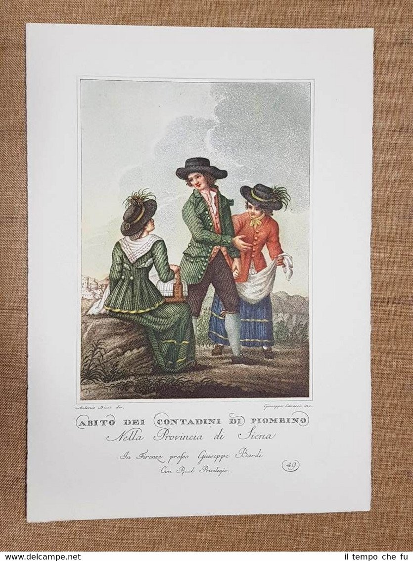 Abito Contadini di Piombino Siena Costume Toscana Bicci Lasinio Ristampa …