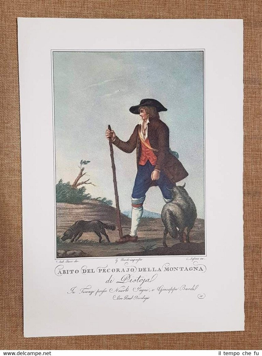 Abito Pecoraio di montagna Pistoia Costume Toscana Bicci Lasinio Ristampa …