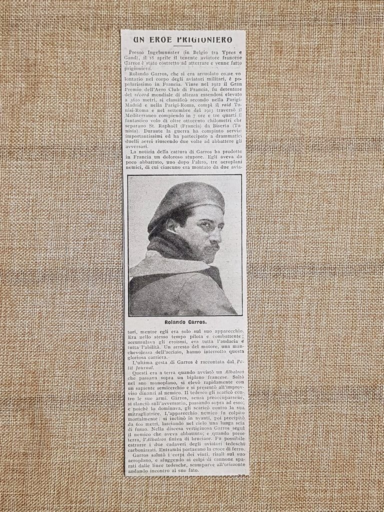 Adrien Roland Georges Garros nel 1915 Aviatore prigioniero ad Ingelmunster …