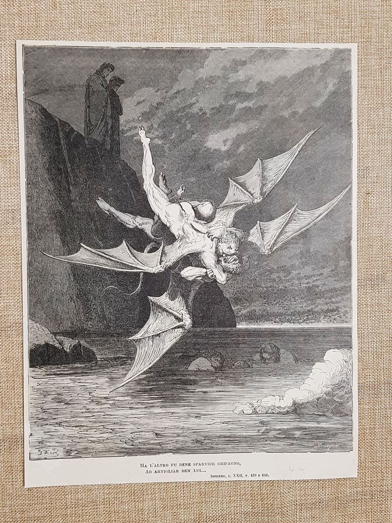 Alichino e Calcabrina Divina Commedia Inferno Incisione di Gustave Doré …