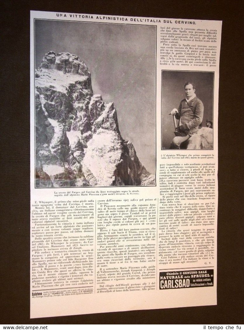 Alpini Alpinismo nel 1911 Cervino Alpinista Whymper + Raid aereo …