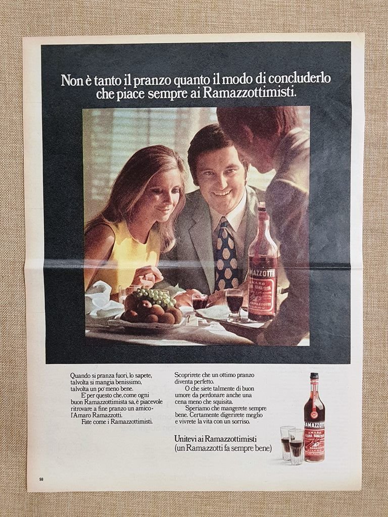 Amaro Ramazzotti Pubblicità vintage anni '70