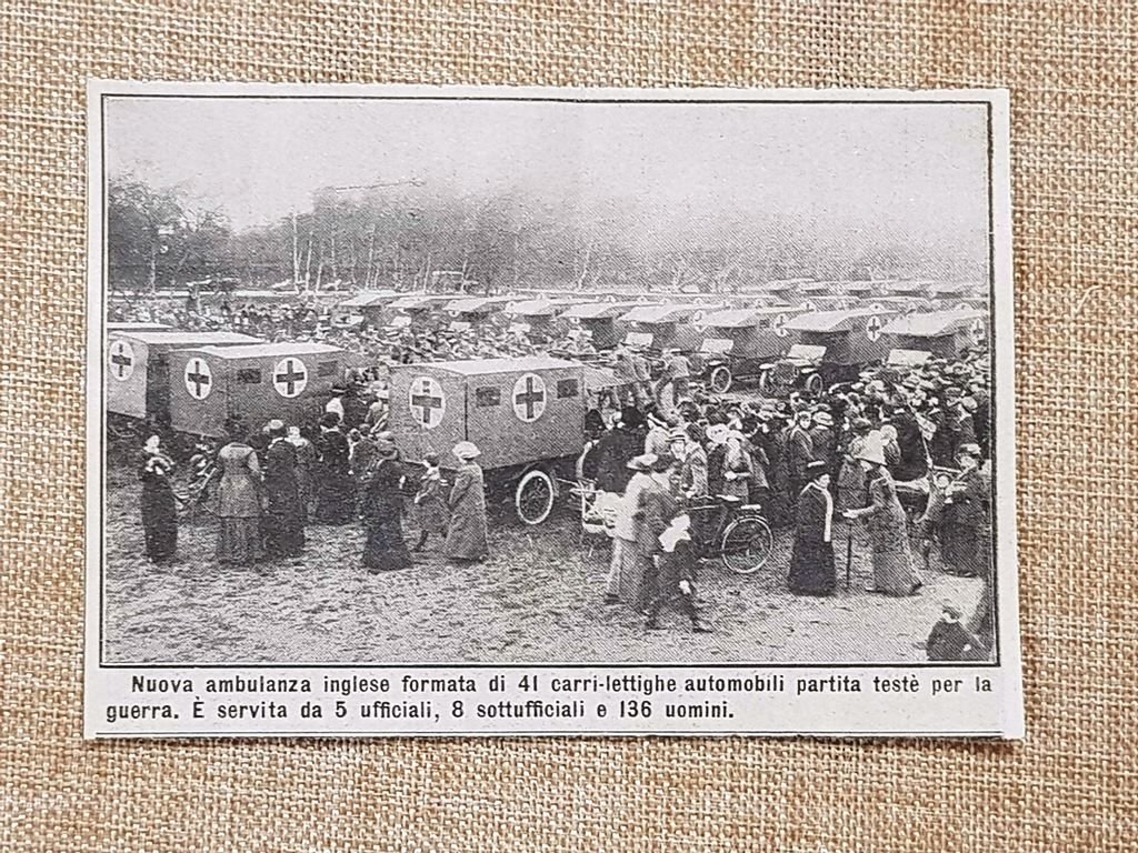 Ambulanza inglese nel 1914 41 carri-lettighe Prima Guerra Mondiale WW1