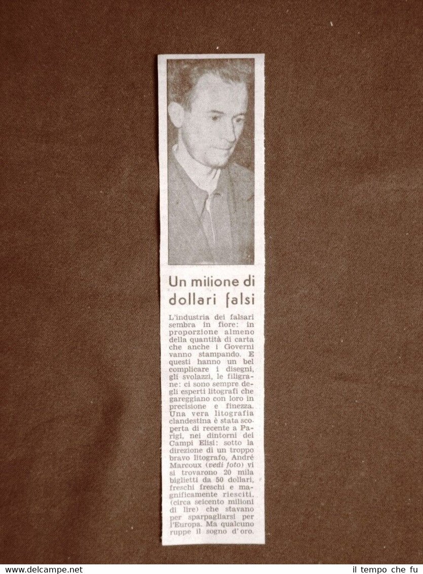 André Marcoux nel 1953 Falsario francese Francia