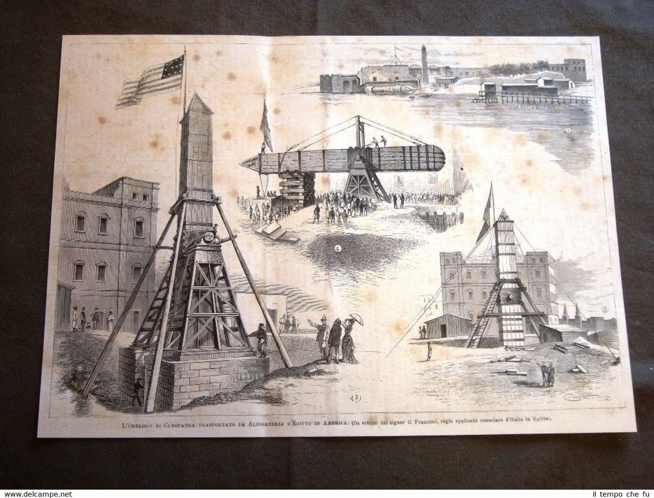 Anno 1880 Obelisco di Cleopatra Trasportato da Alessandria d'Egitto in …