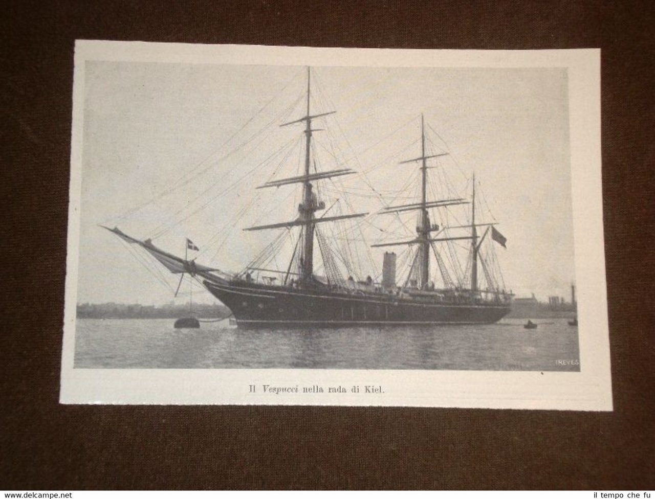 Anno 1902 Veliero Amerigo Vespucci nella rada di Kiel Germania