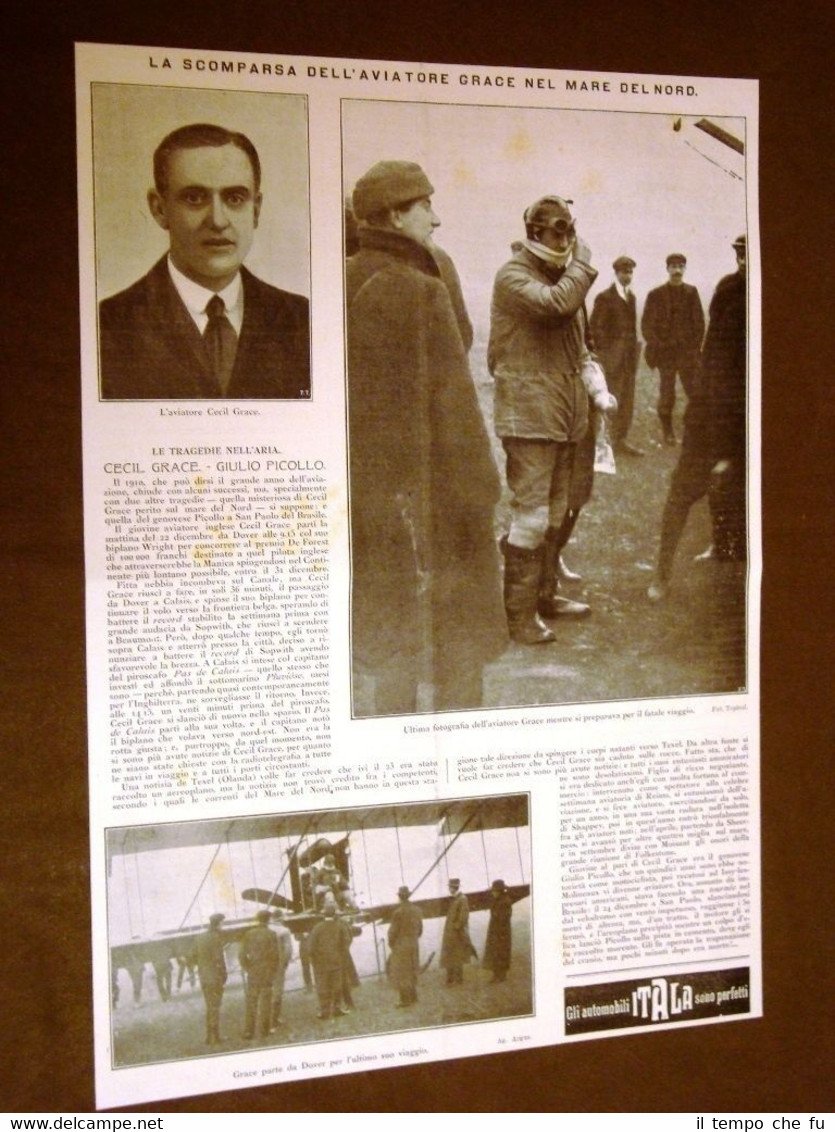 Anno 1911 La tragica scomparsa dell'Aviatore Cecil Grace nel Mare …