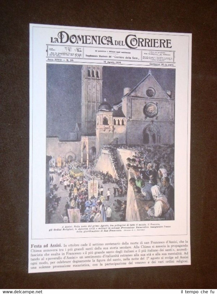 Anno 1926 Assisi Processione per San Francesco Copertine Domenica Corriere | Immagine principale