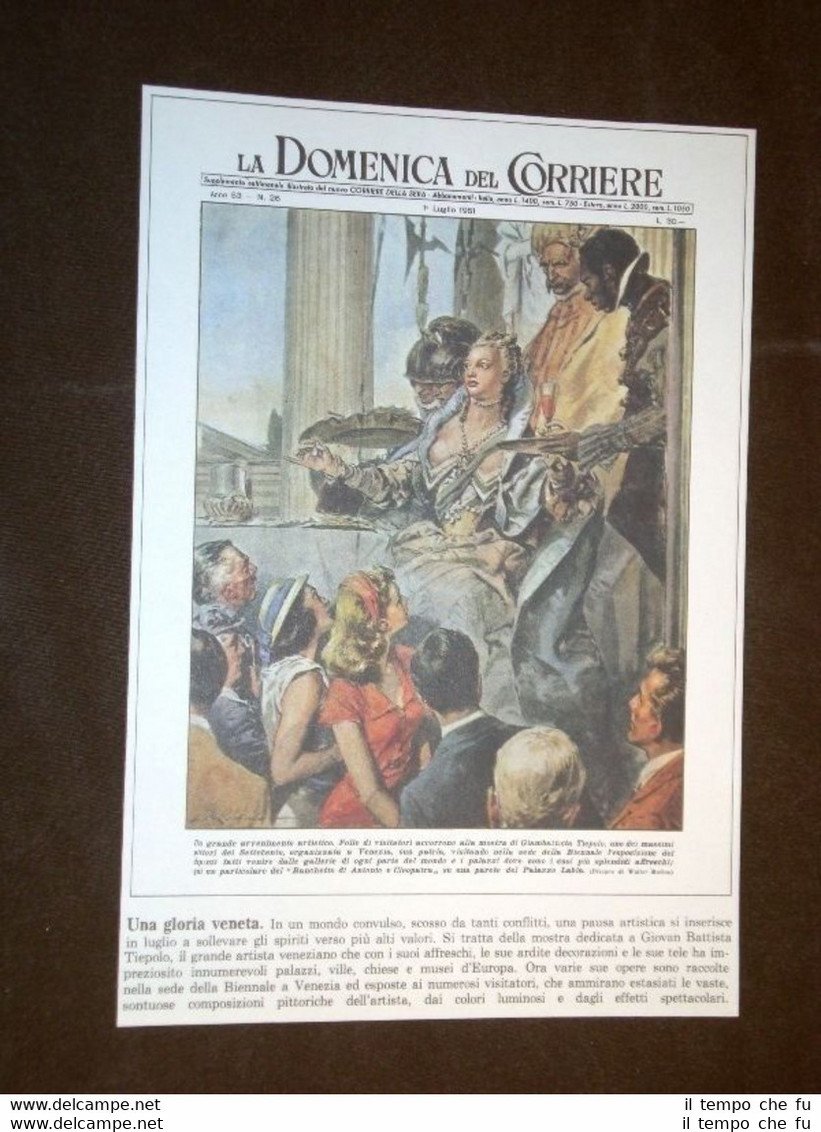 Anno 1951 Venezia Mostra di Giambattista Tiepolo Copertine Domenica Corriere