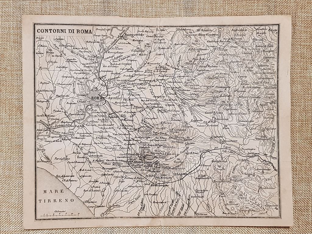 Antica Carta geografica Contorni di Roma Anno 1873 Artaria di …
