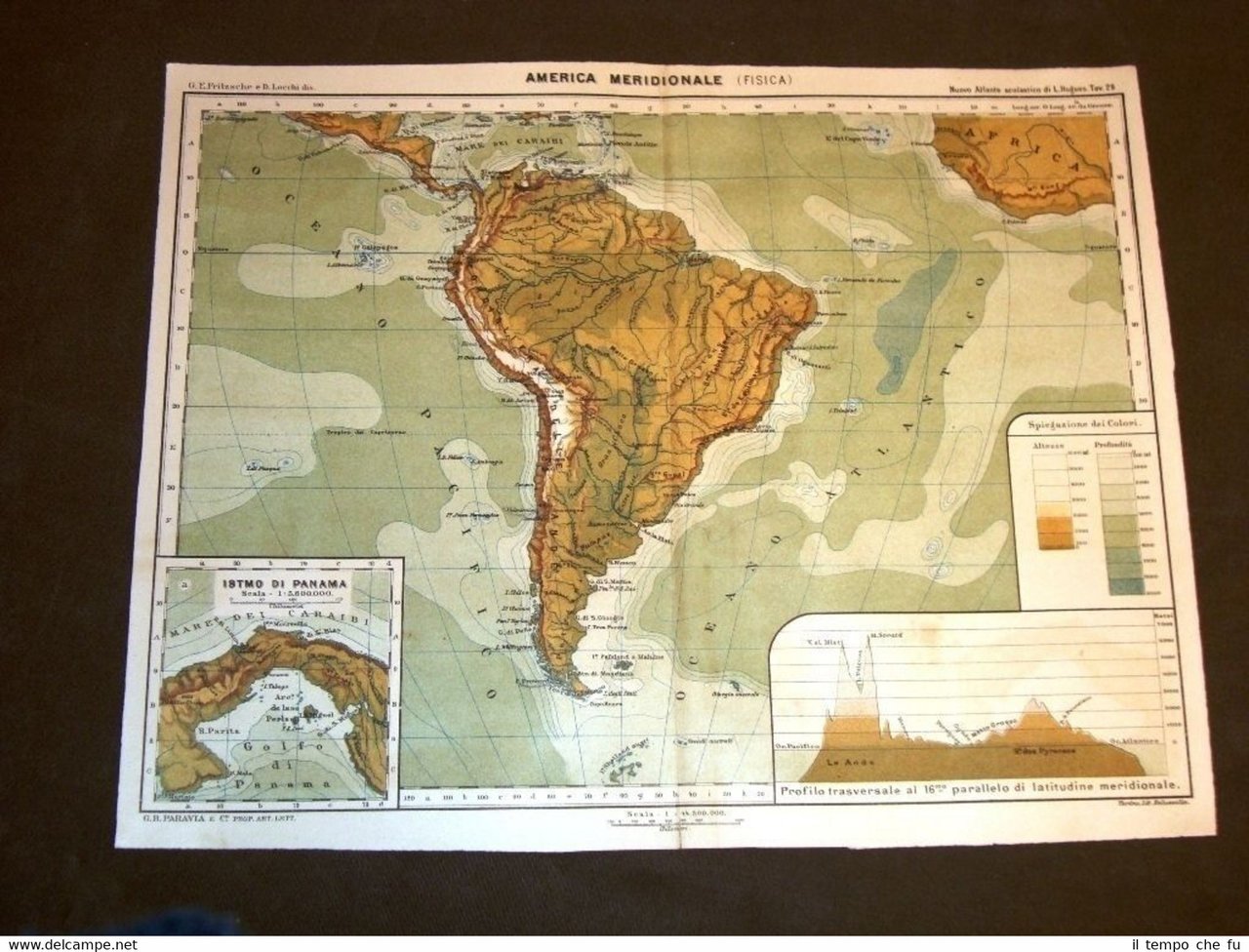 Antica carta geografica o mappa fine '800 Ancient map Sud …