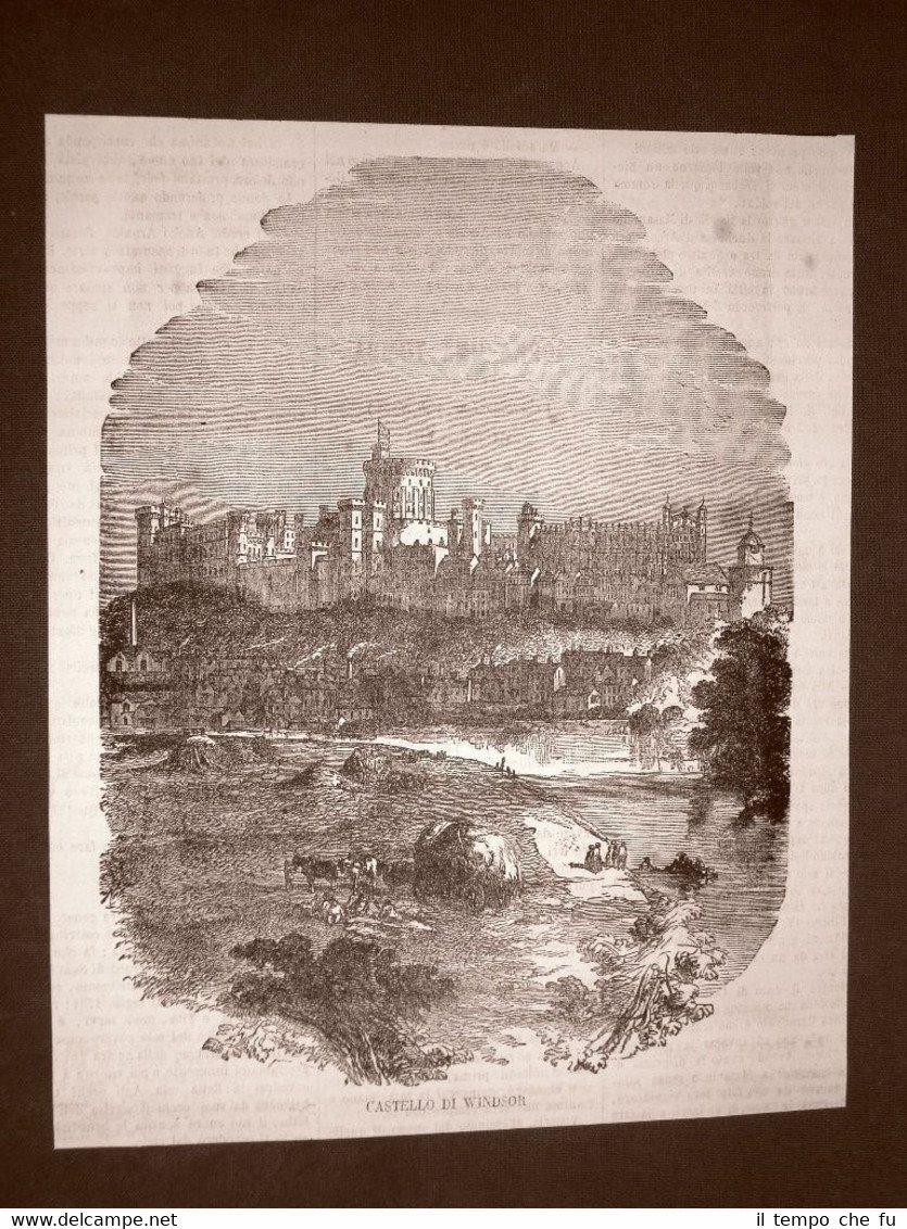 Antica veduta del Castello di Windsor del 1865 Inghilterra | Immagine principale