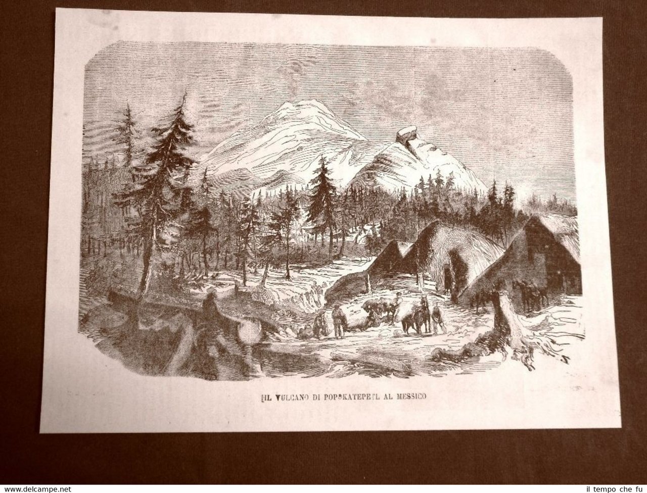 Antica veduta del Messico o Mexico del 1865 Il vulcano … | Immagine principale