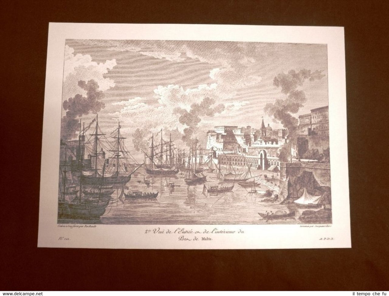 Antica veduta dell'interno del Porto di Malta Litografia Saint-Non | Immagine principale