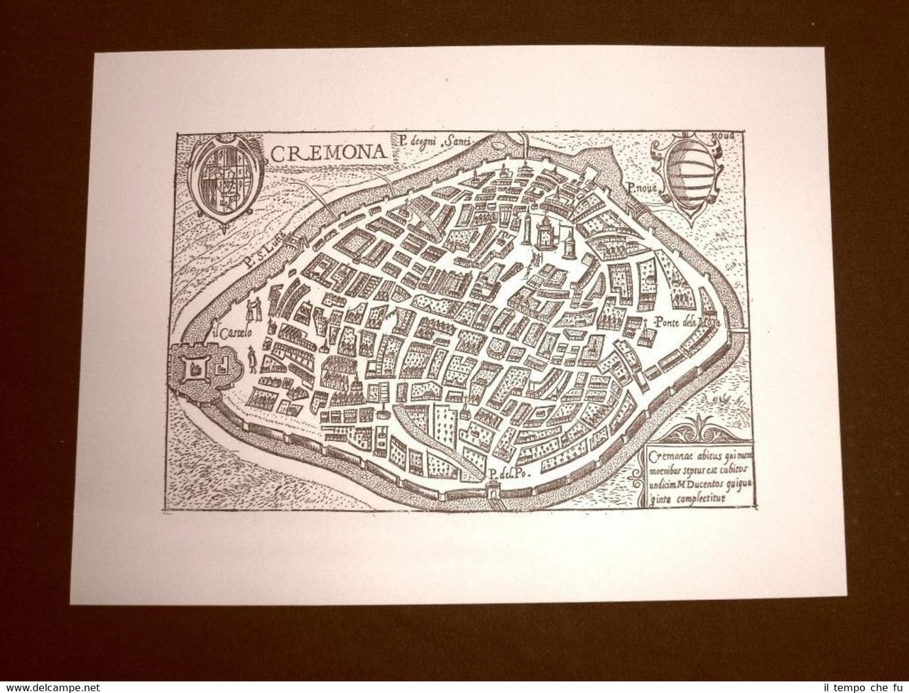 Antica veduta della città di Cremona Incisione del '600 Ristampa | Immagine principale