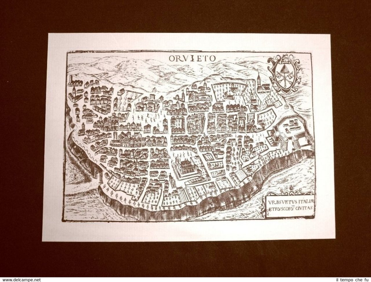 Antica veduta della città di Orvieto Incisione del 1616 Ristampa | Immagine principale